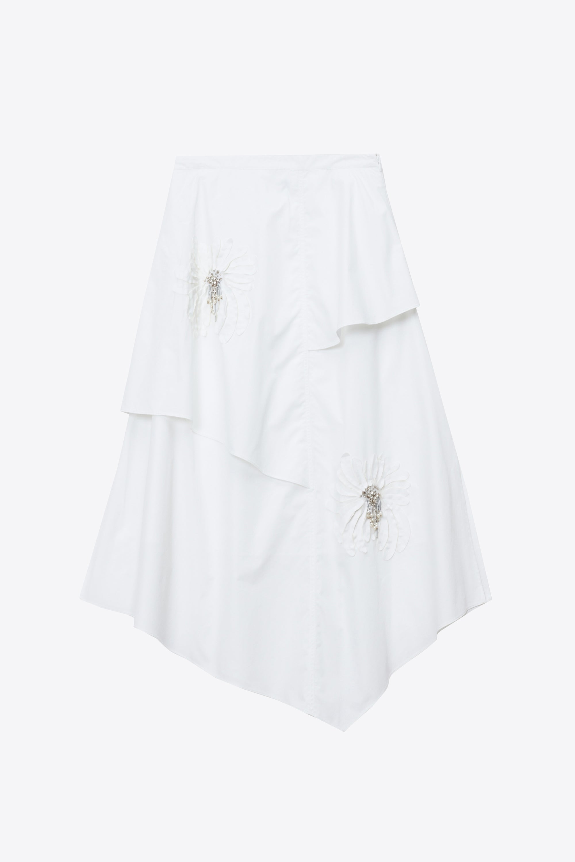 White Layered Skirt with Floral Appliqué | 3.1 Phillip Lim