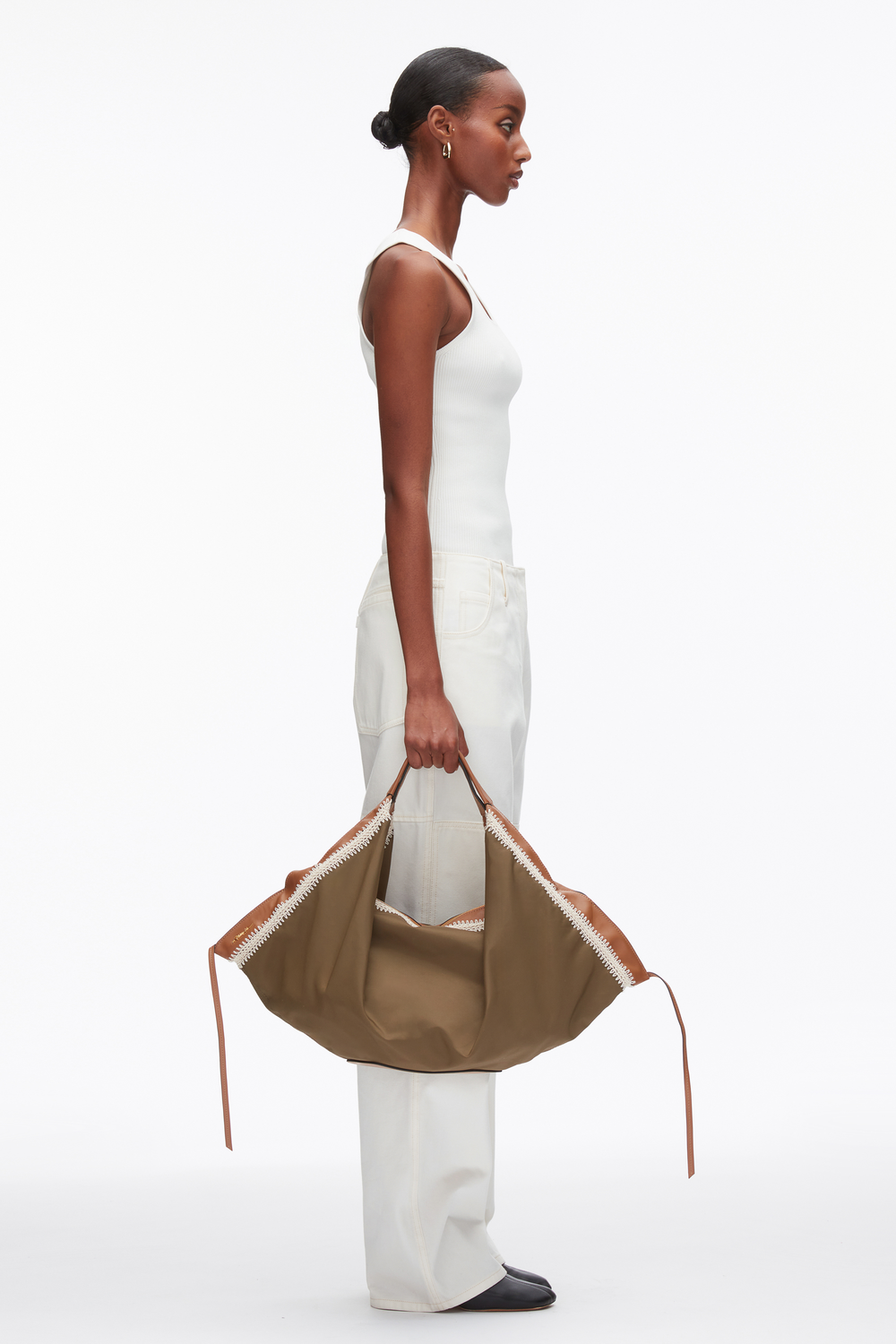 Mushroom Nylon Luna Large Bag with Contrast Stitch | 3.1 Phillip Lim