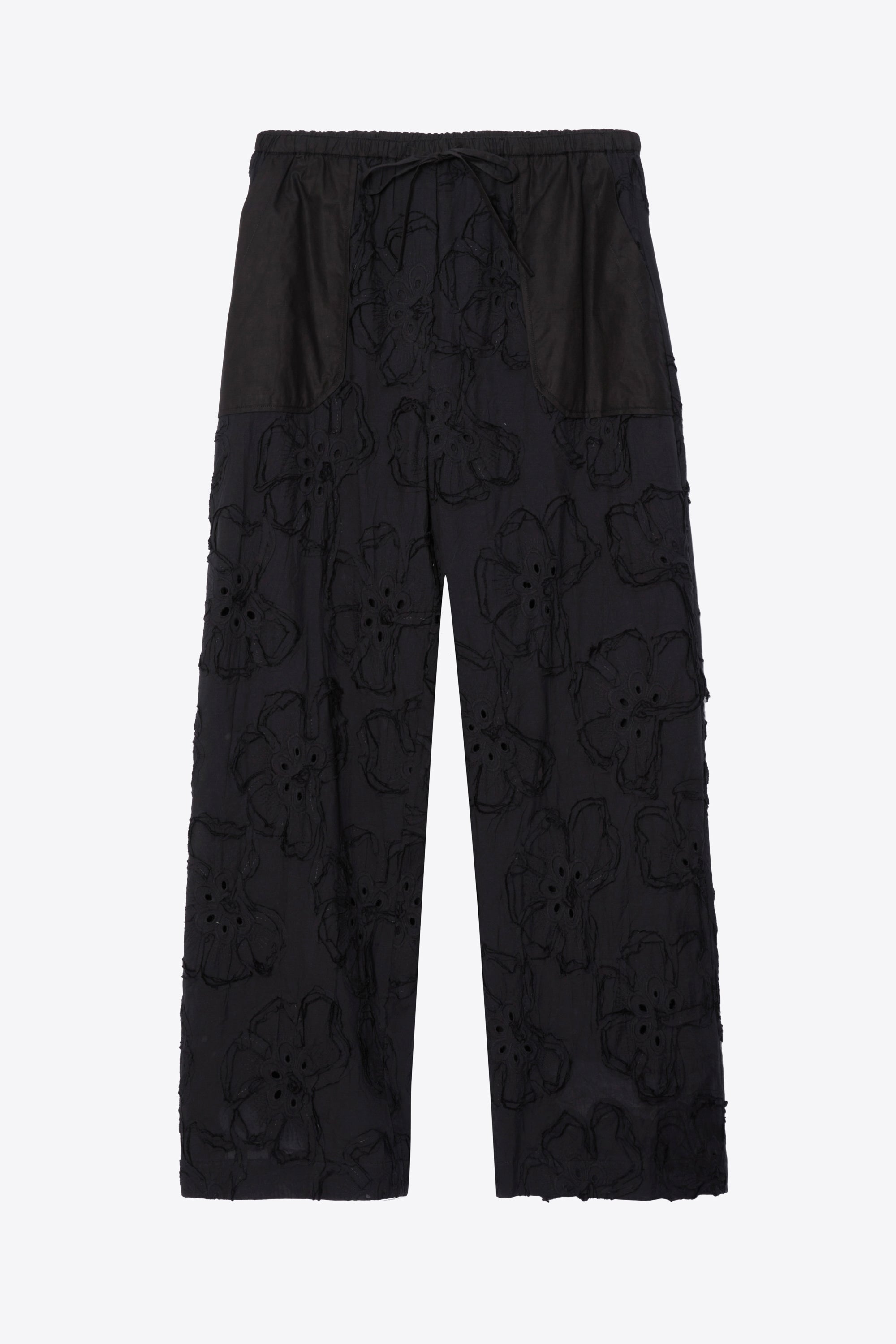 Black Embroidered Straight Leg Pull On Pants | 3.1 Phillip Lim