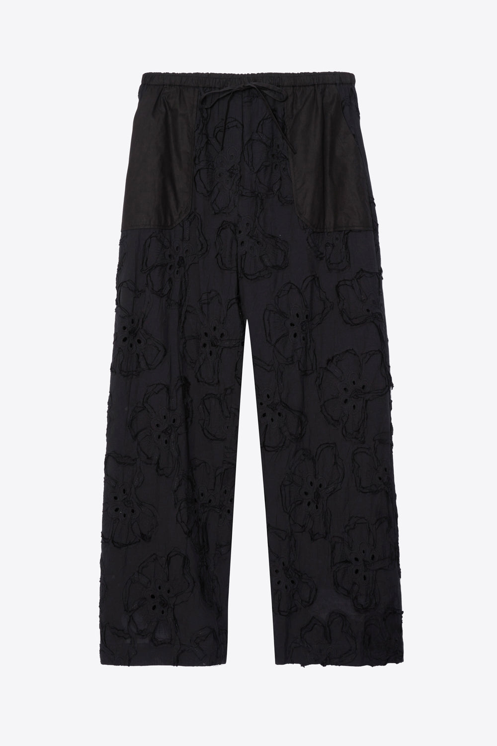 Black Embroidered Straight Leg Pull On Pants | 3.1 Phillip Lim
