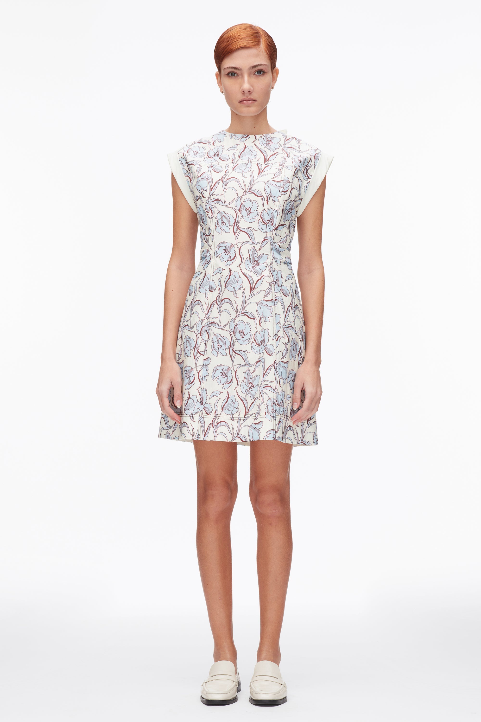 Sky Blue Multi Short Sleeve Floral Mini Dress | 3.1 Phillip Lim