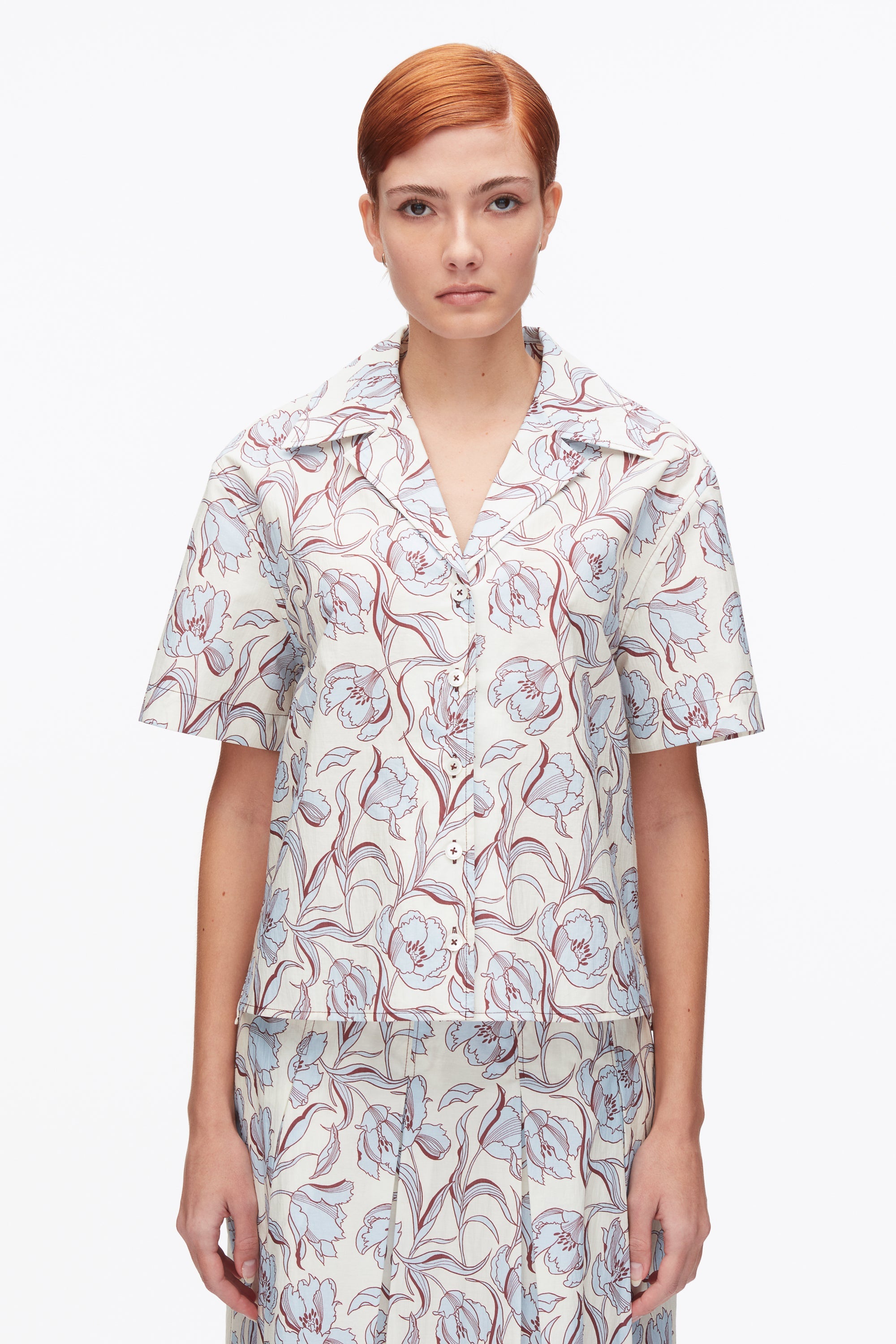 Sky Blue Multi Floral Printed Camp Shirt | 3.1 Phillip Lim