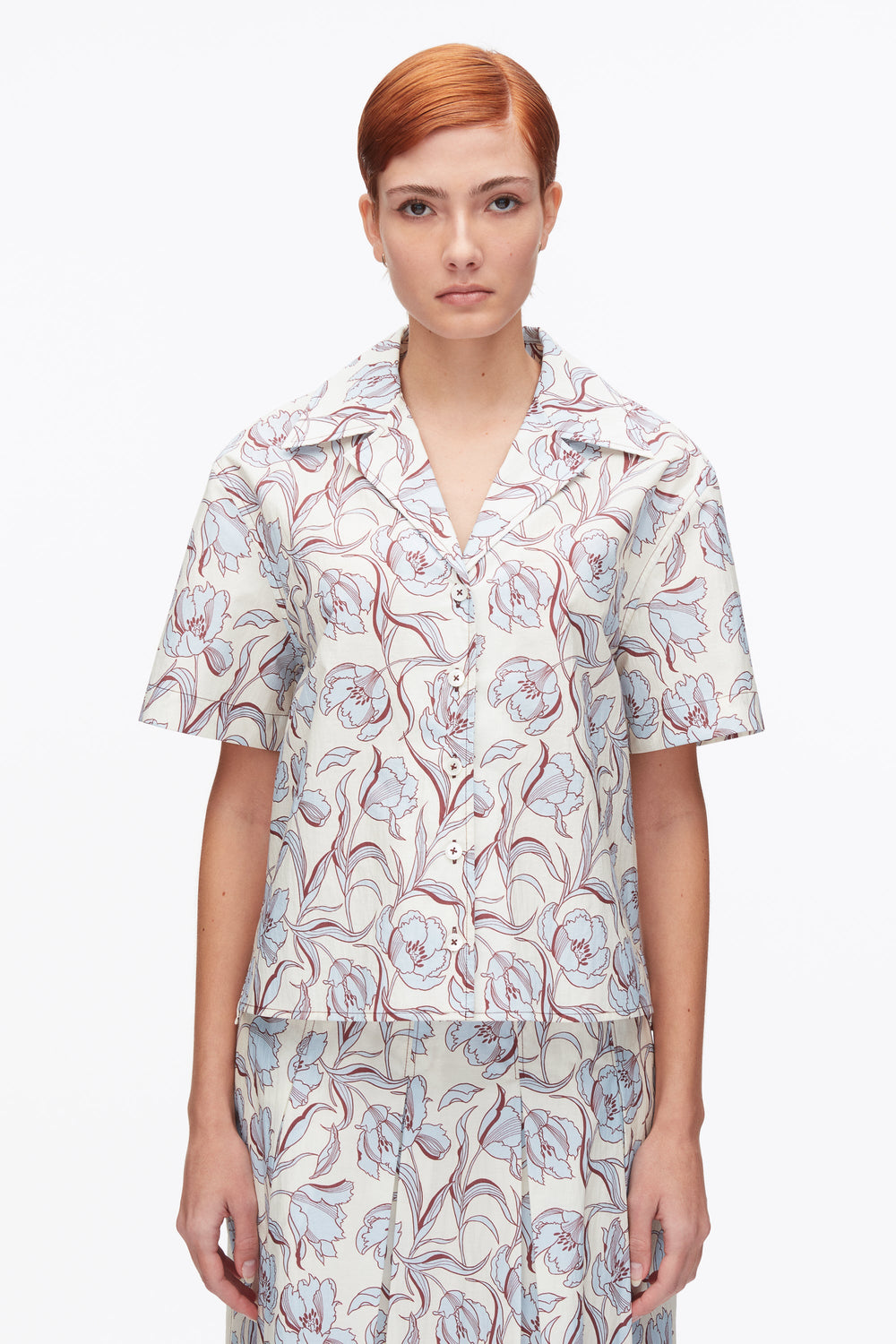 Sky Blue Multi Floral Printed Camp Shirt | 3.1 Phillip Lim
