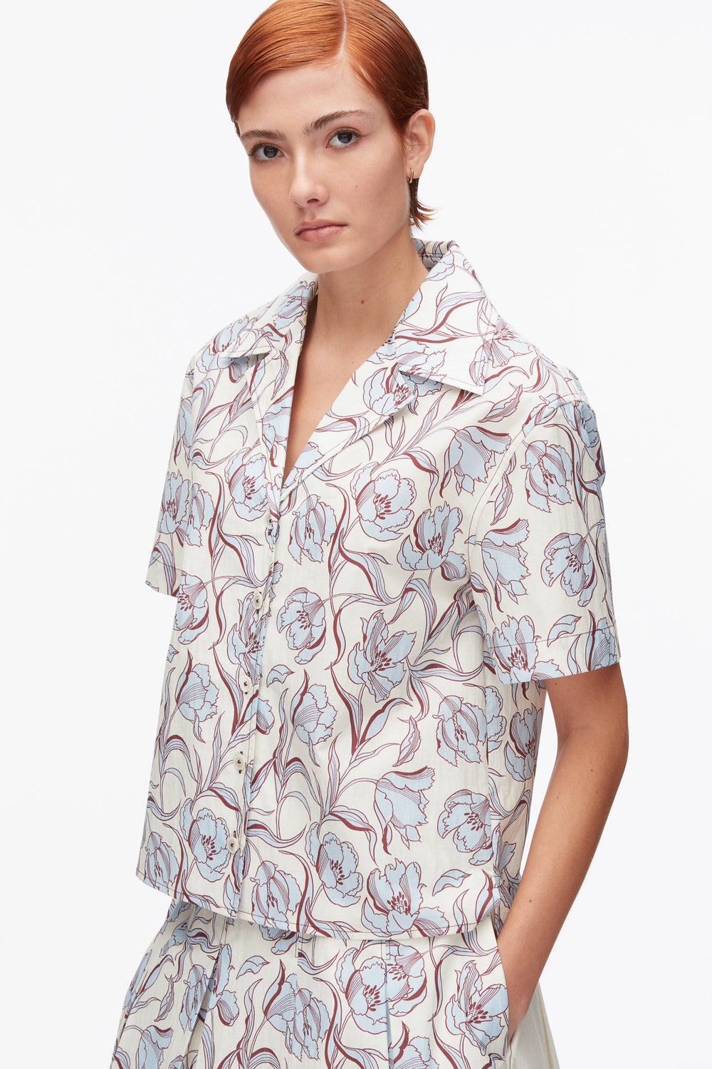 Sky Blue Multi Floral Printed Camp Shirt | 3.1 Phillip Lim