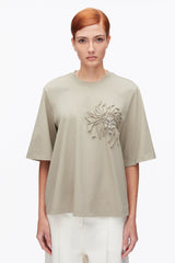 Sage Trapeze T-Shirt with Floral Appliqué | 3.1 Phillip Lim
