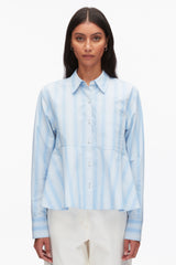 Airy Blue Multi Long Sleeve Striped Flounce Shirt | 3.1 Phillip Lim