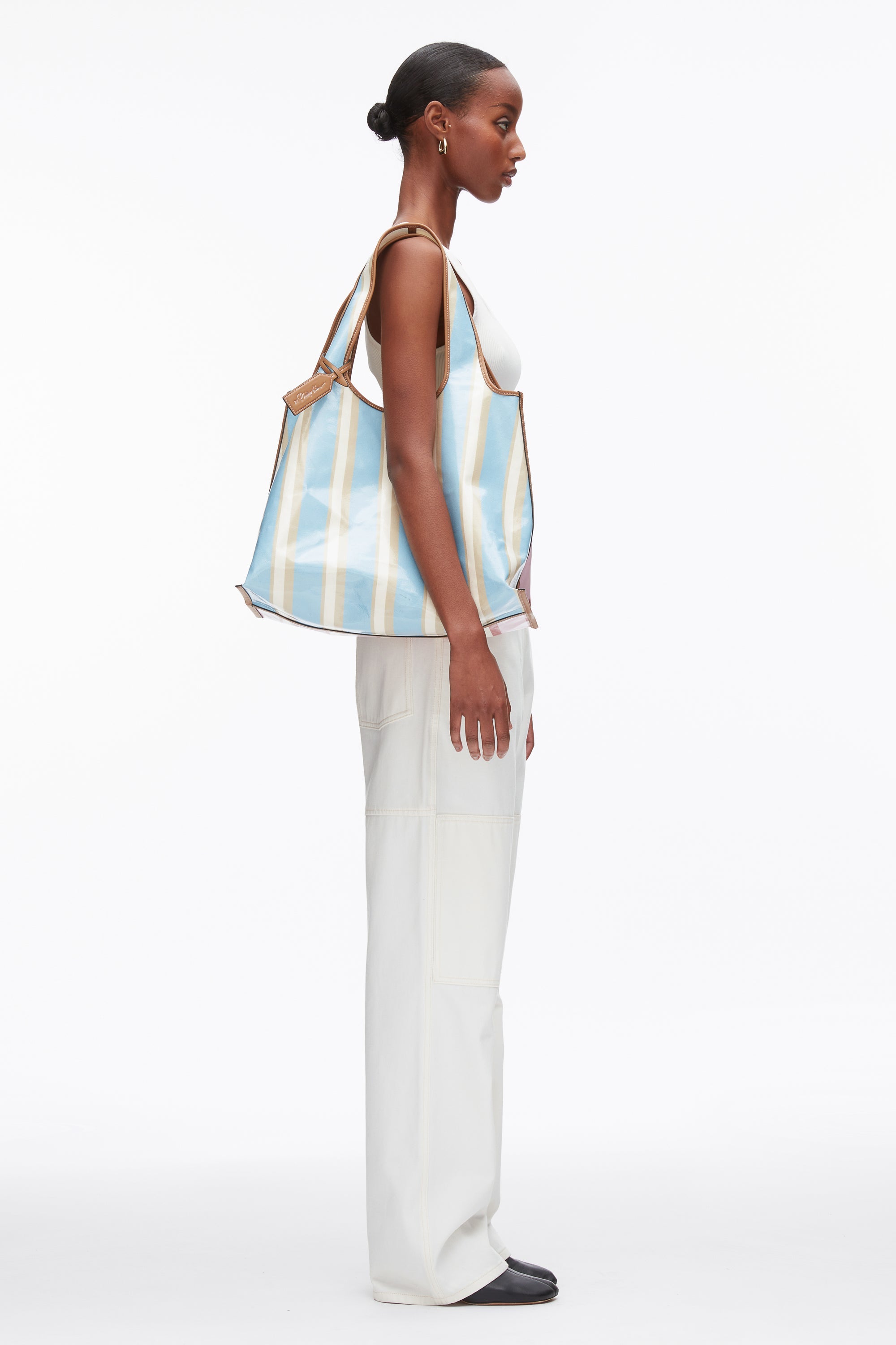 Blue-Pink Multi Dual Stripe Market Tote | 3.1 Phillip Lim