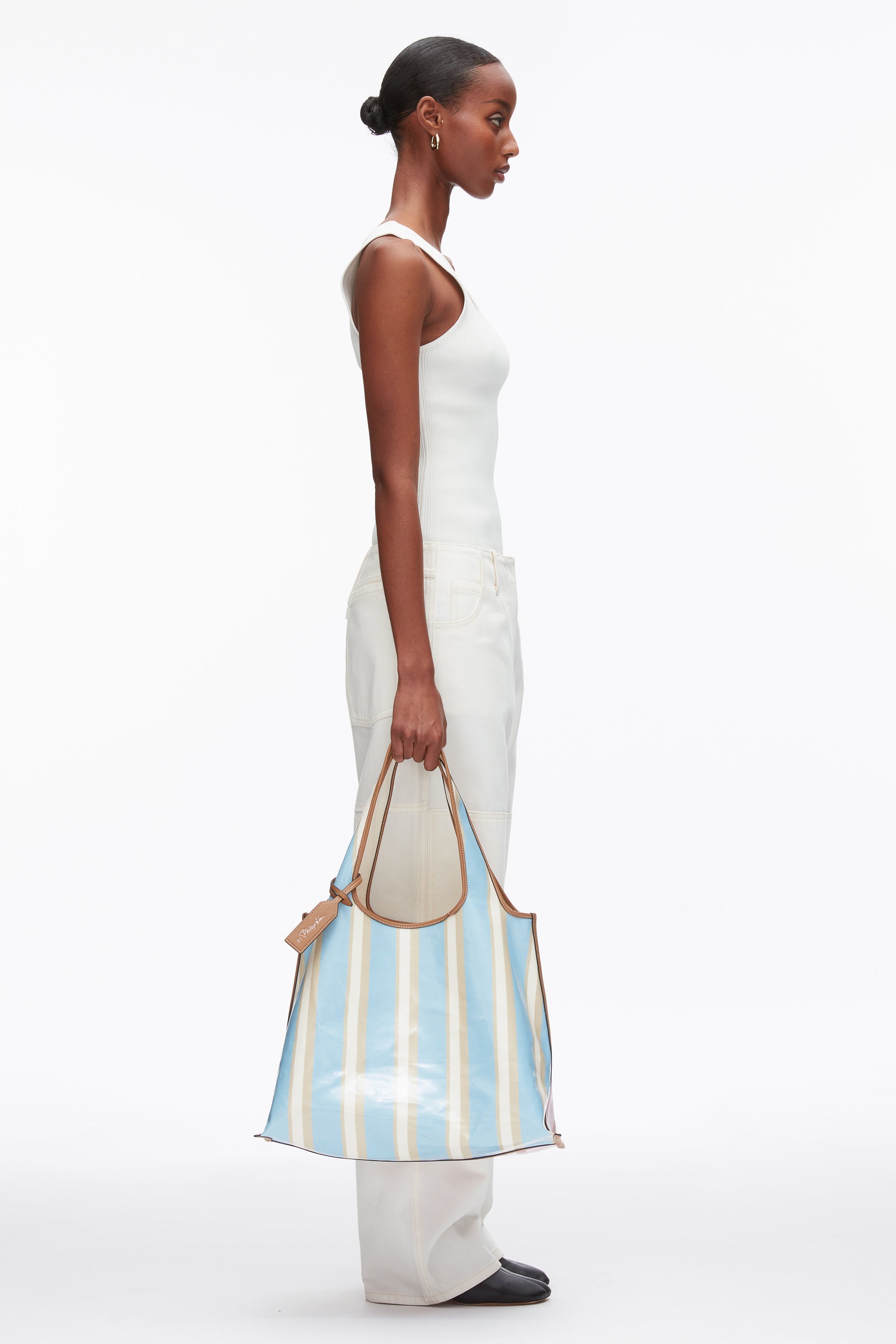 Blue-Pink Multi Dual Stripe Market Tote | 3.1 Phillip Lim