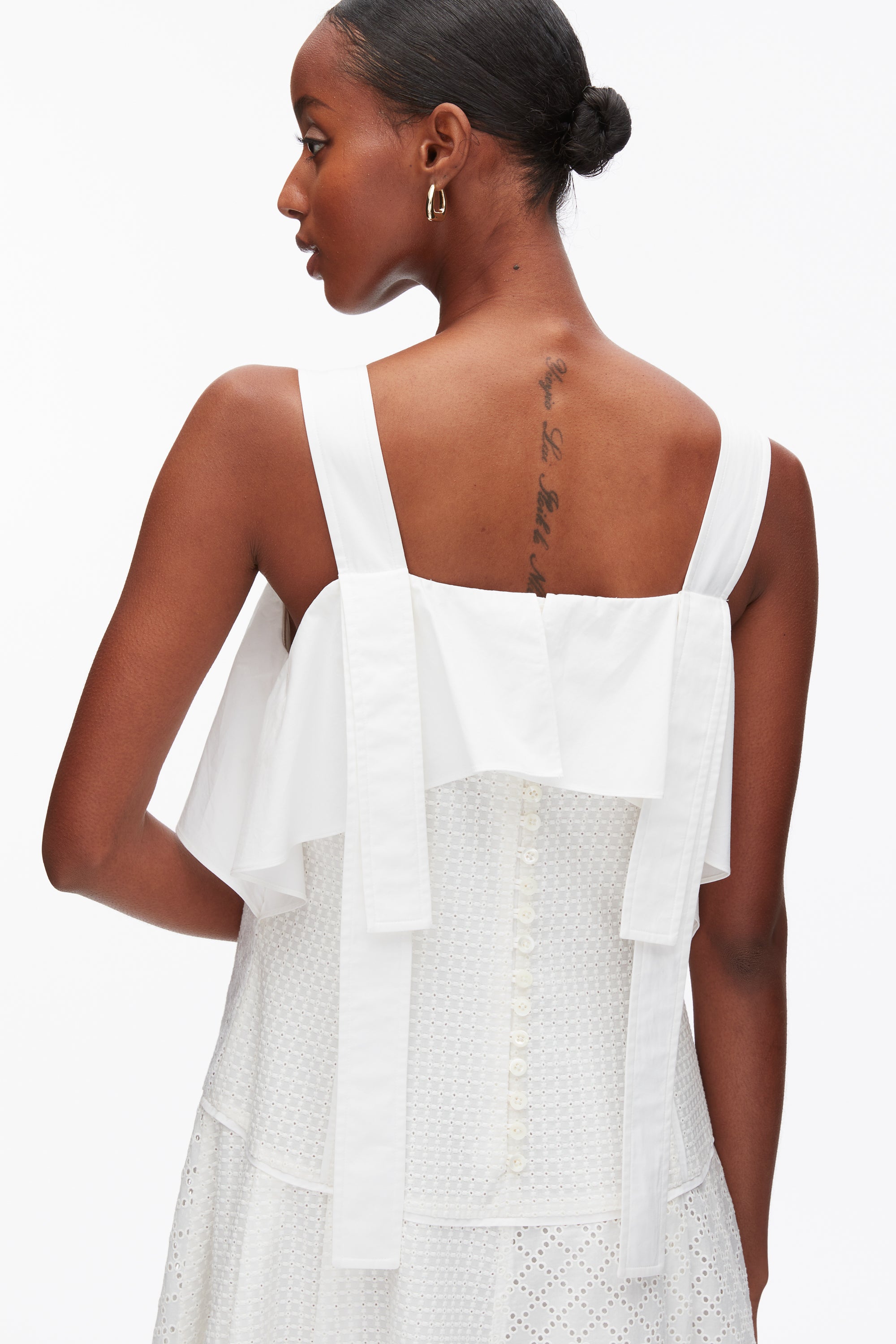 White Broderie Anglaise Patchwork Cascade Midi Dress | 3.1 Phillip Lim