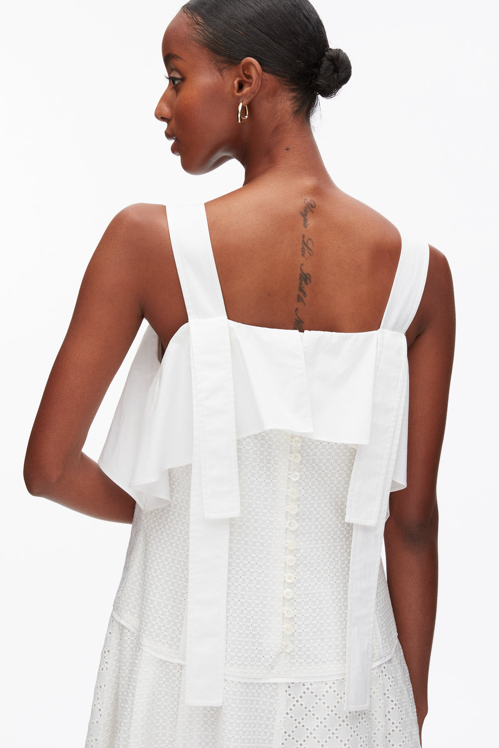 White Broderie Anglaise Patchwork Cascade Midi Dress | 3.1 Phillip Lim