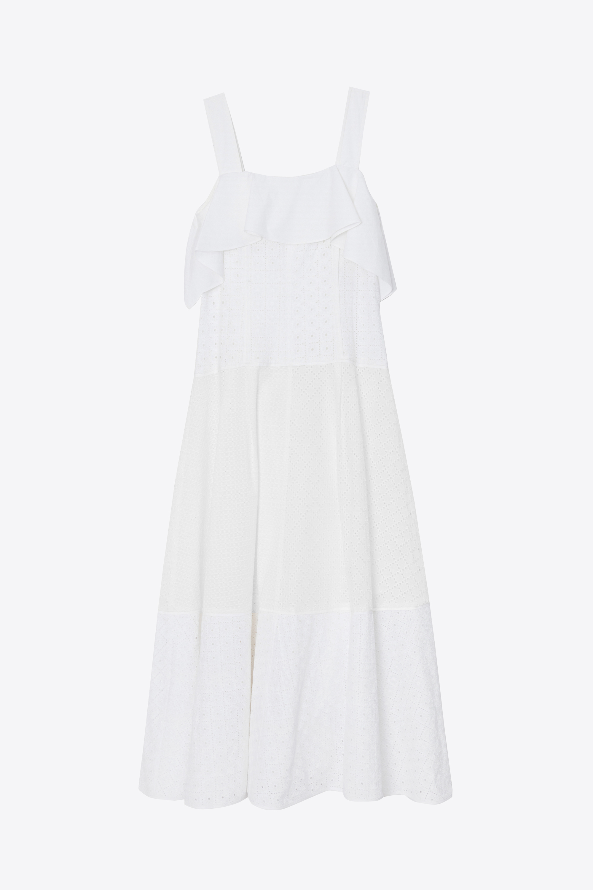 White Broderie Anglaise Patchwork Cascade Midi Dress | 3.1 Phillip Lim