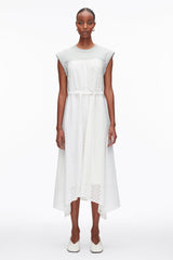 Lt Grey Melange-White Sleeveless French Terry Dress with Broderie Anglaise | 3.1 Phillip Lim