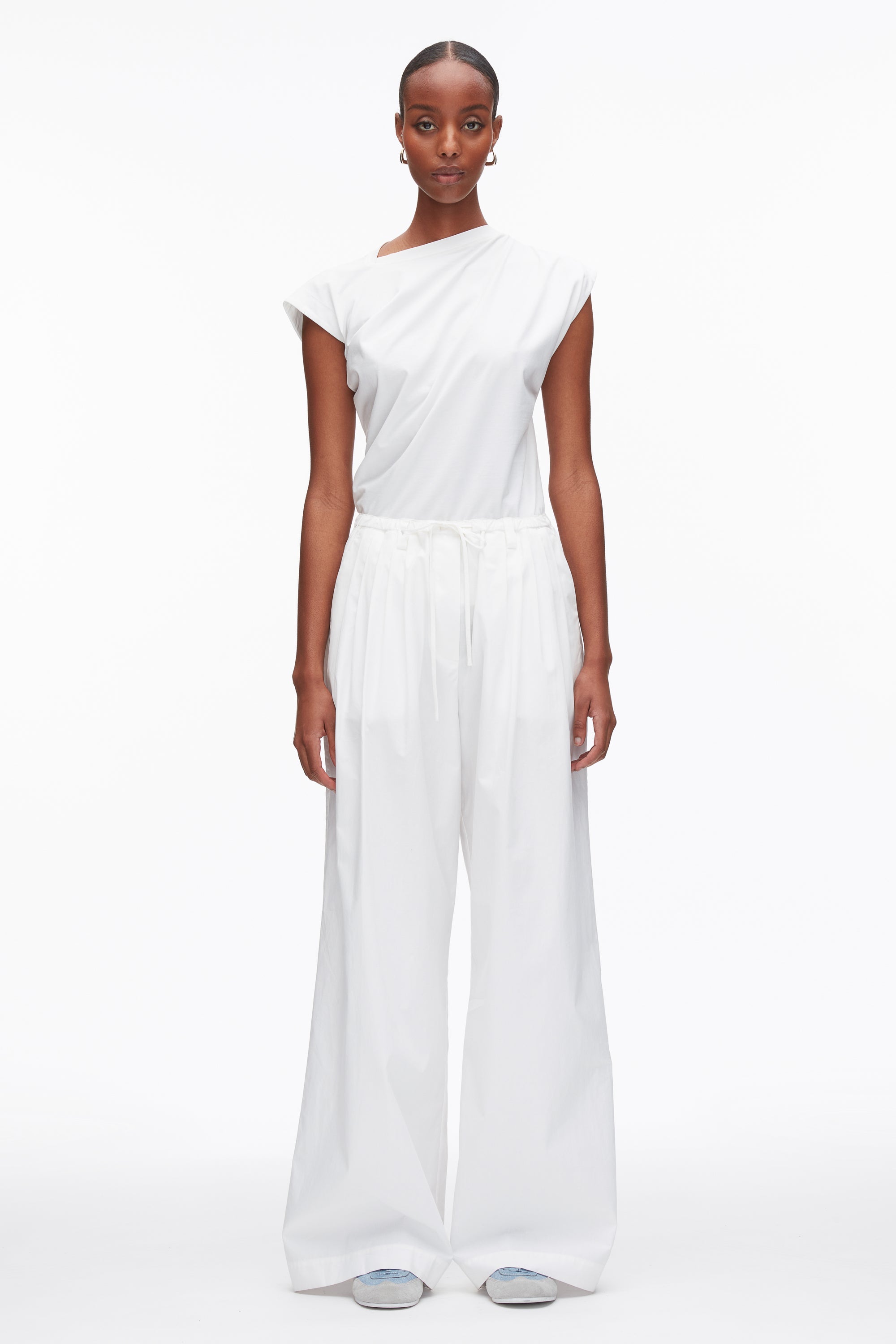 White Structured Cotton Pull On Straight Leg Pants | 3.1 Phillip Lim