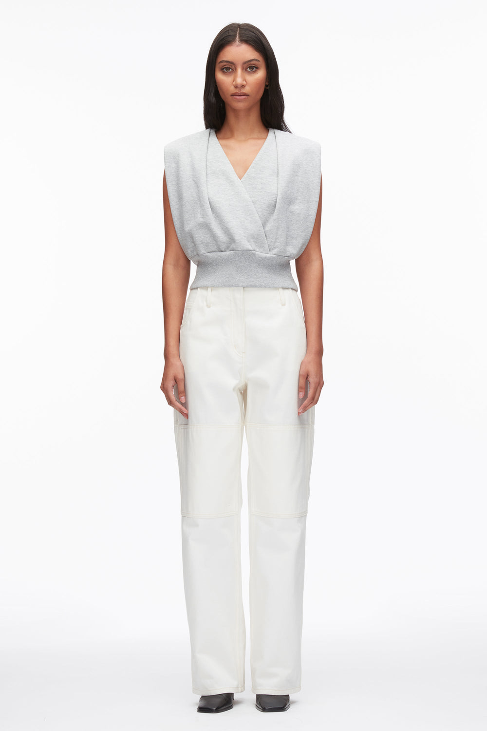 Lt Grey Melange Draped Sleeveless French Terry Top | 3.1 Phillip Lim
