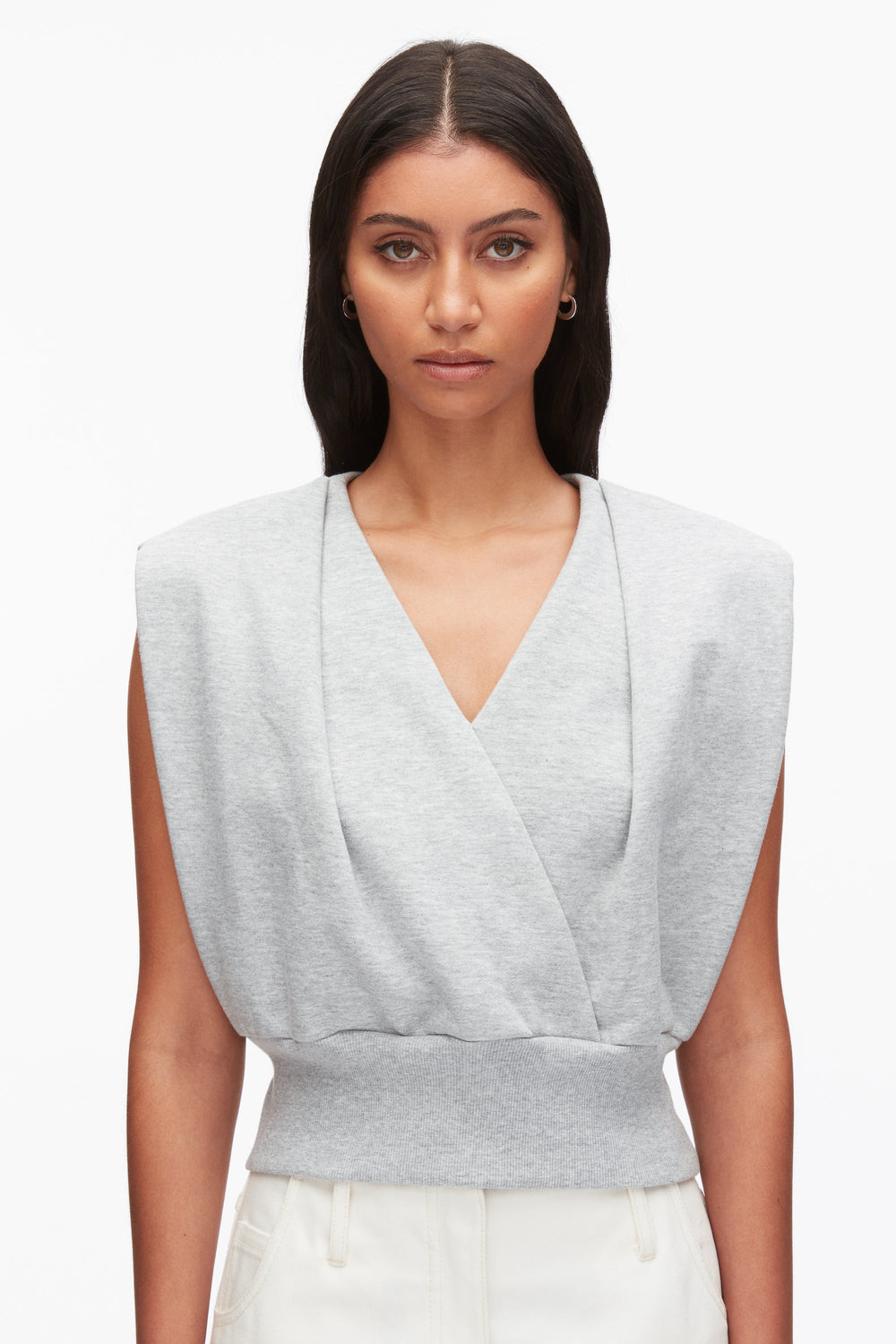 Lt Grey Melange Draped Sleeveless French Terry Top | 3.1 Phillip Lim