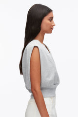 Lt Grey Melange Draped Sleeveless French Terry Top | 3.1 Phillip Lim