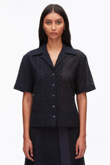 Midnight Broderie Anglaise Patchwork Camp Shirt | 3.1 Phillip Lim