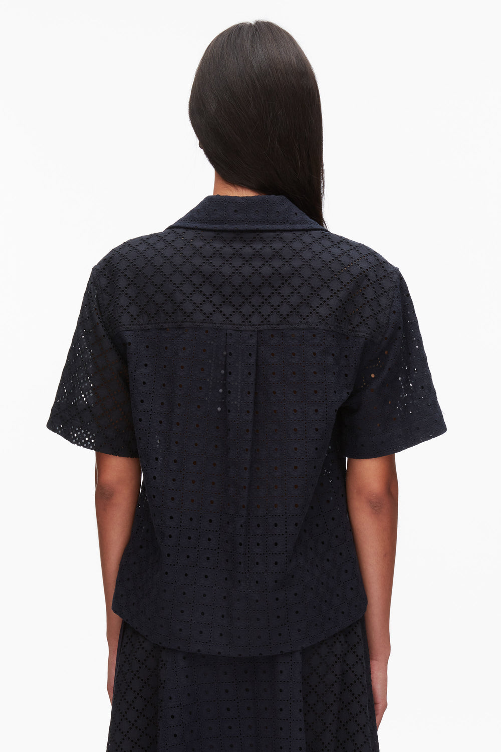 Midnight Broderie Anglaise Patchwork Camp Shirt | 3.1 Phillip Lim