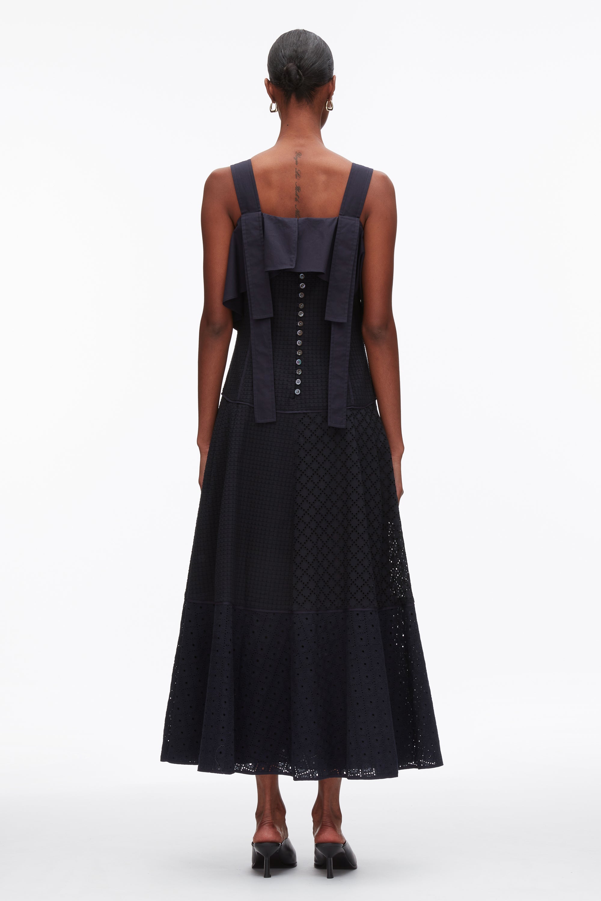 Midnight Broderie Anglaise Patchwork Cascade Midi Dress | 3.1 Phillip Lim
