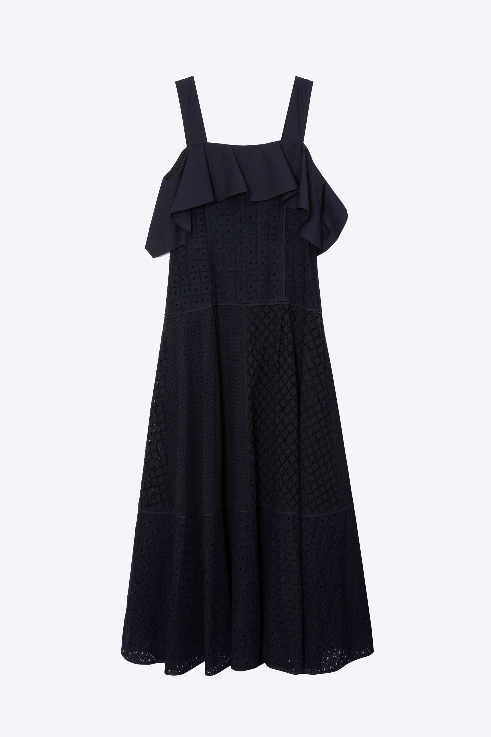 Midnight Broderie Anglaise Patchwork Cascade Midi Dress | 3.1 Phillip Lim