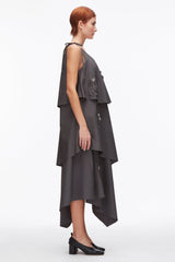 Slate Layered Midi Dress with Floral Appliqué | 3.1 Phillip Lim