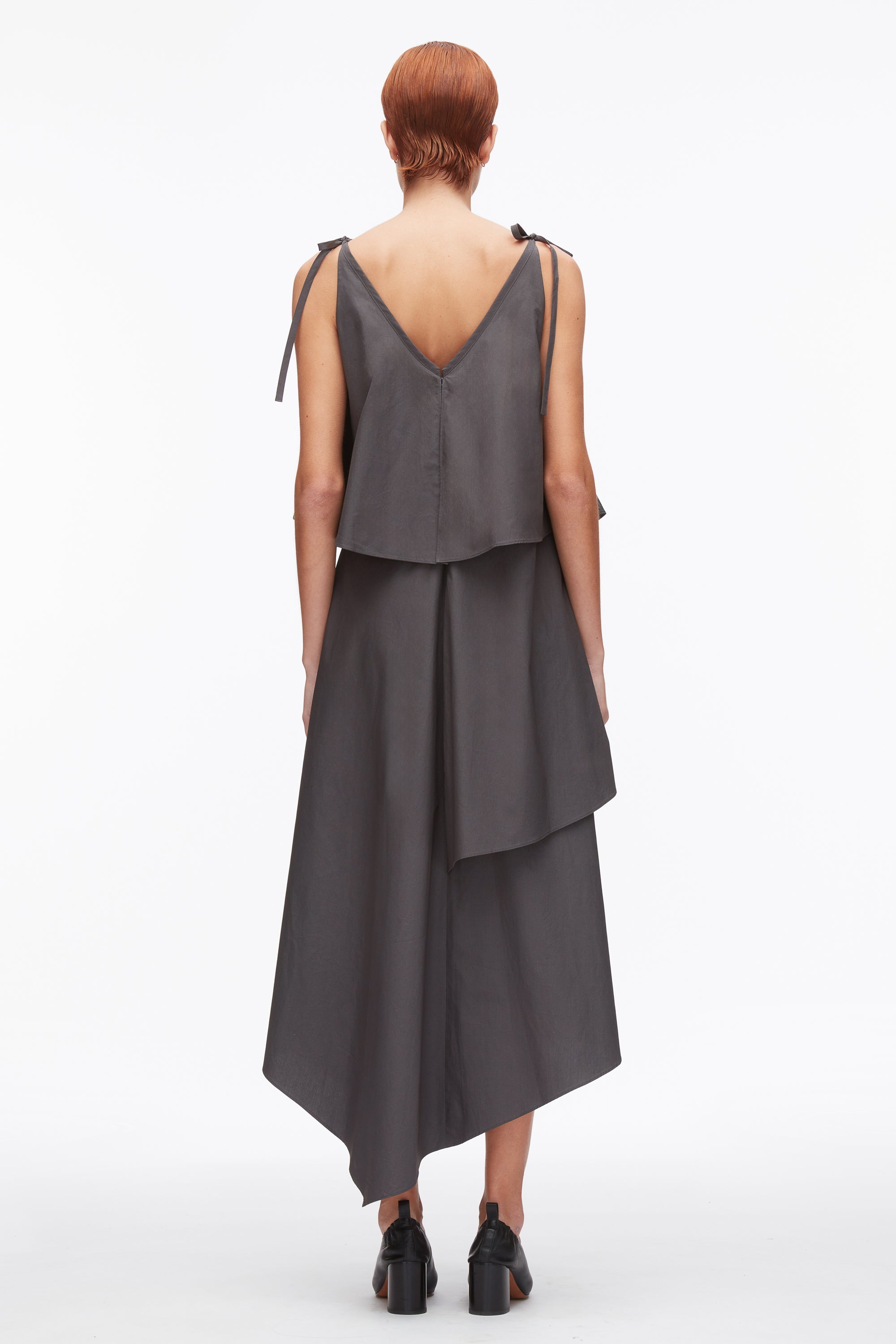 Slate Layered Midi Dress with Floral Appliqué | 3.1 Phillip Lim