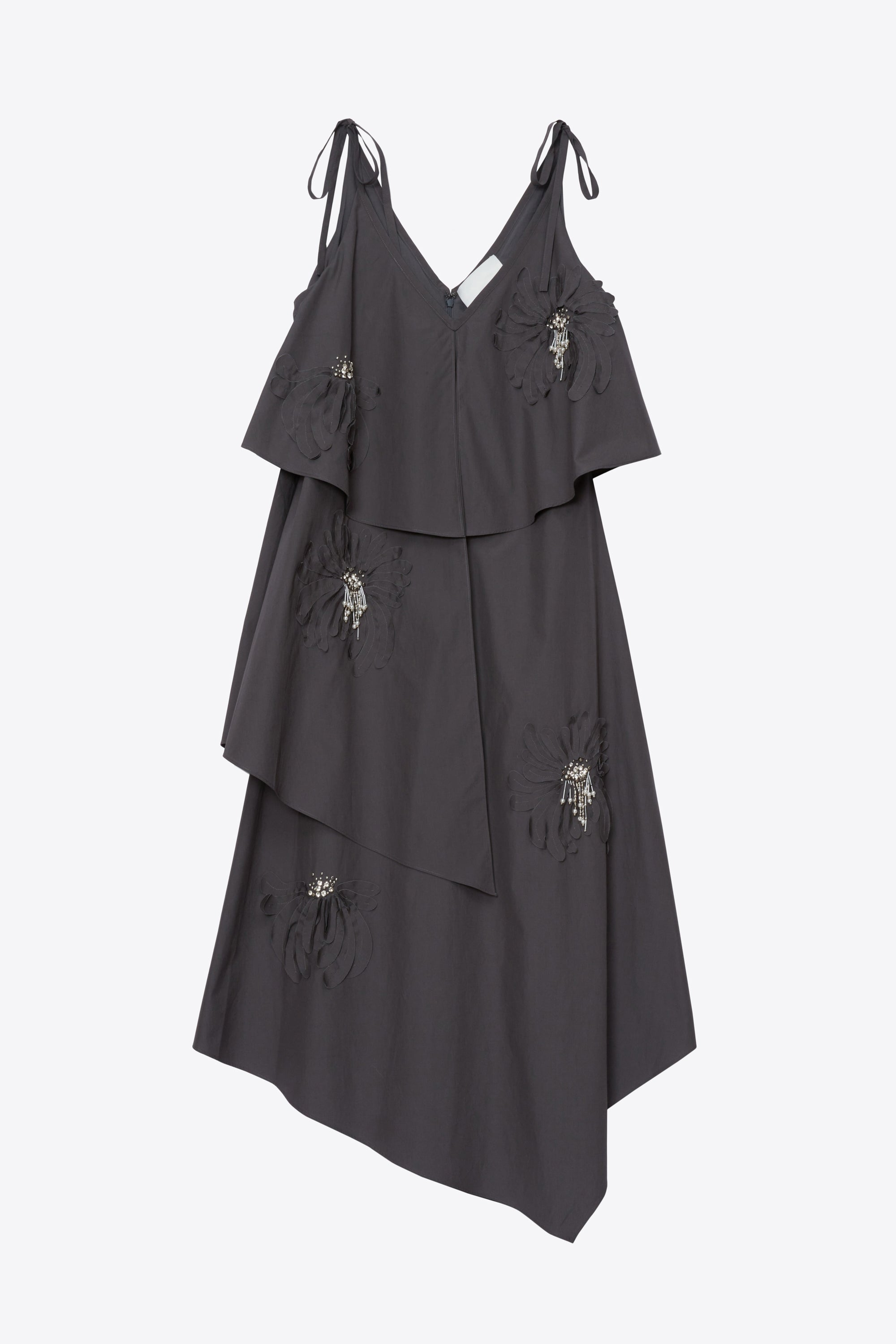 Slate Layered Midi Dress with Floral Appliqué | 3.1 Phillip Lim