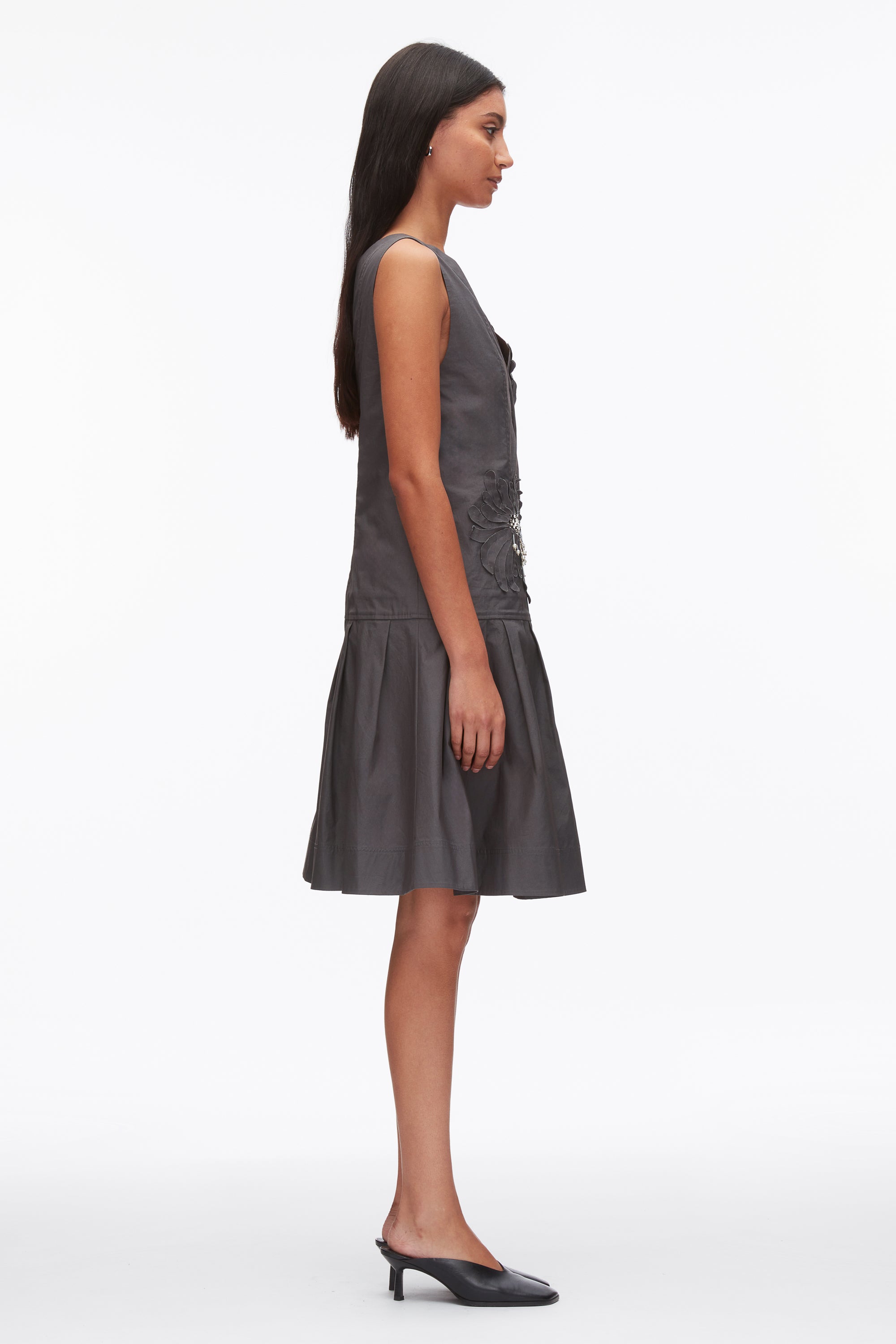 Slate Draped Tank Dress with Floral Appliqué | 3.1 Phillip Lim
