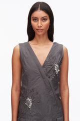 Slate Draped Tank Dress with Floral Appliqué | 3.1 Phillip Lim