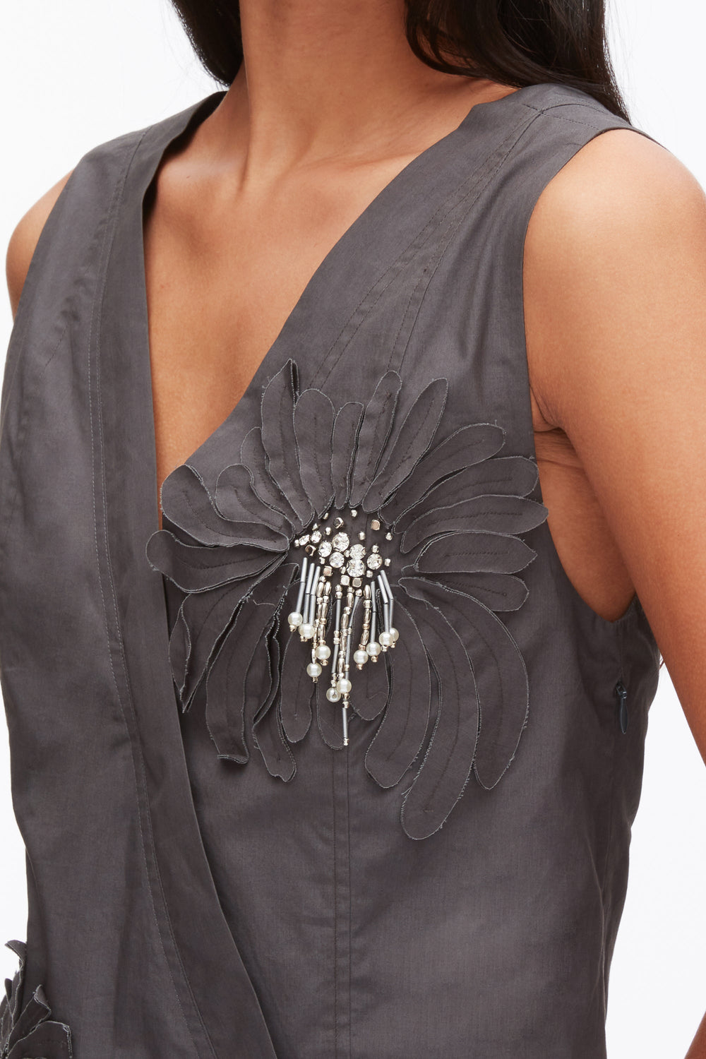 Slate Draped Tank Dress with Floral Appliqué | 3.1 Phillip Lim