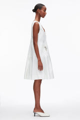 White Draped Tank Dress with Floral Appliqué | 3.1 Phillip Lim