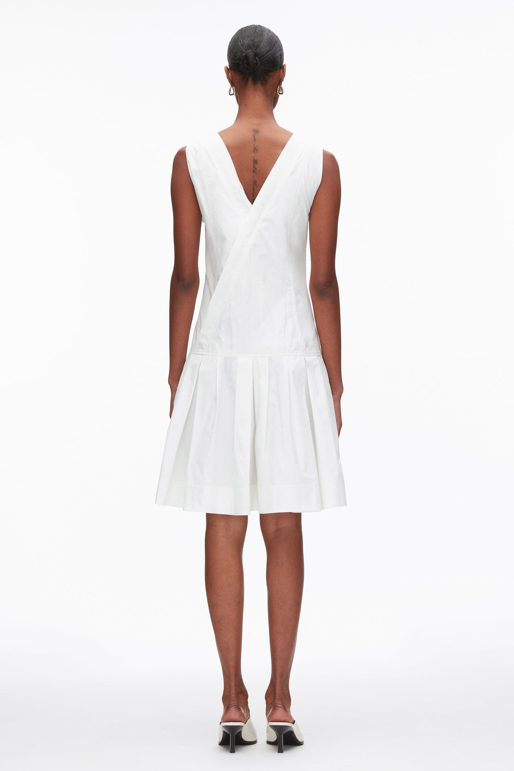 White Draped Tank Dress with Floral Appliqué | 3.1 Phillip Lim