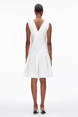 White Draped Tank Dress with Floral Appliqué | 3.1 Phillip Lim