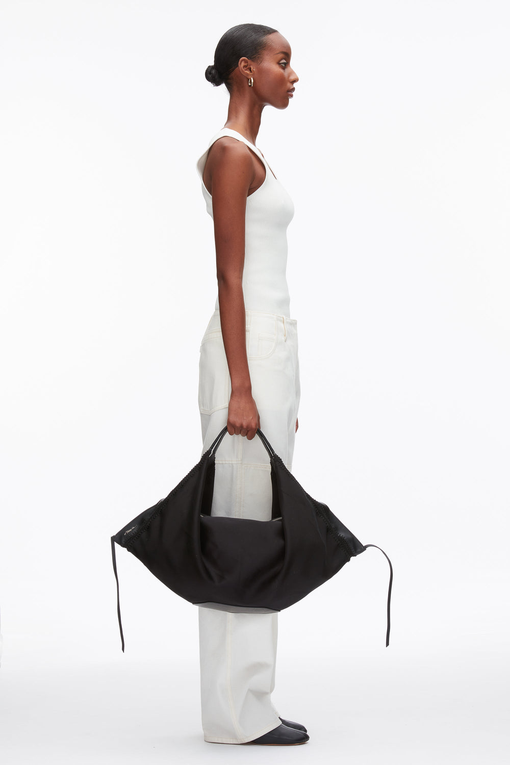 Black Structured Satin Luna Large Bag | 3.1 Phillip Lim
