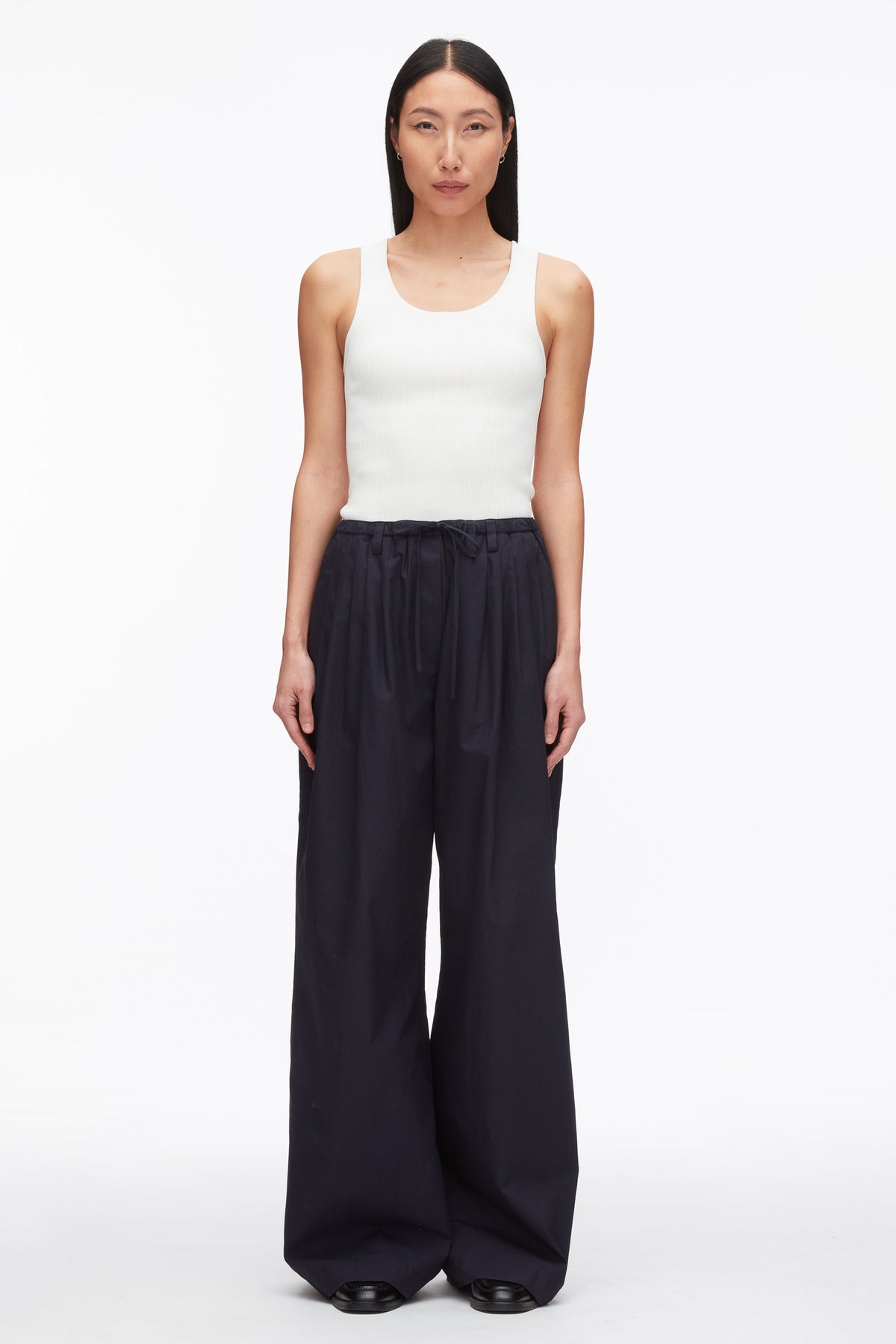 Midnight Structured Cotton Pull On Straight Leg Pants | 3.1 Phillip Lim