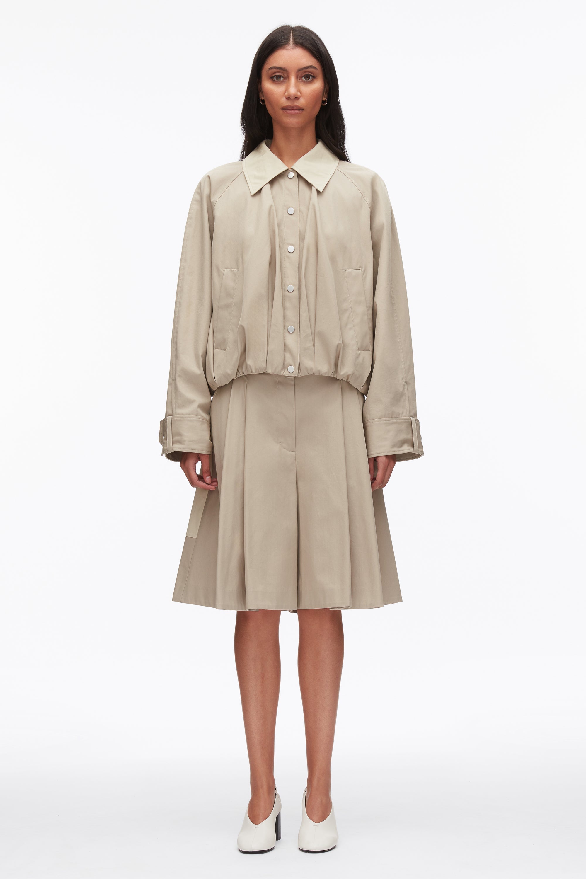 Khaki-Birch Snap Front Blouson Bomber Jacket | 3.1 Phillip Lim