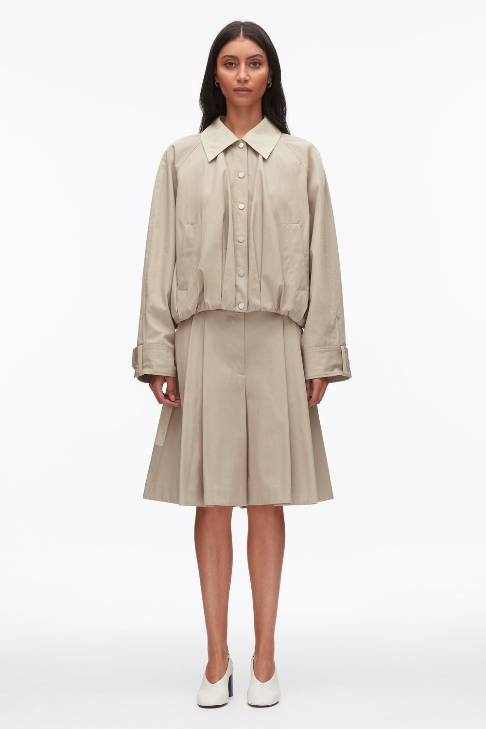 Khaki-Birch Snap Front Blouson Bomber Jacket | 3.1 Phillip Lim
