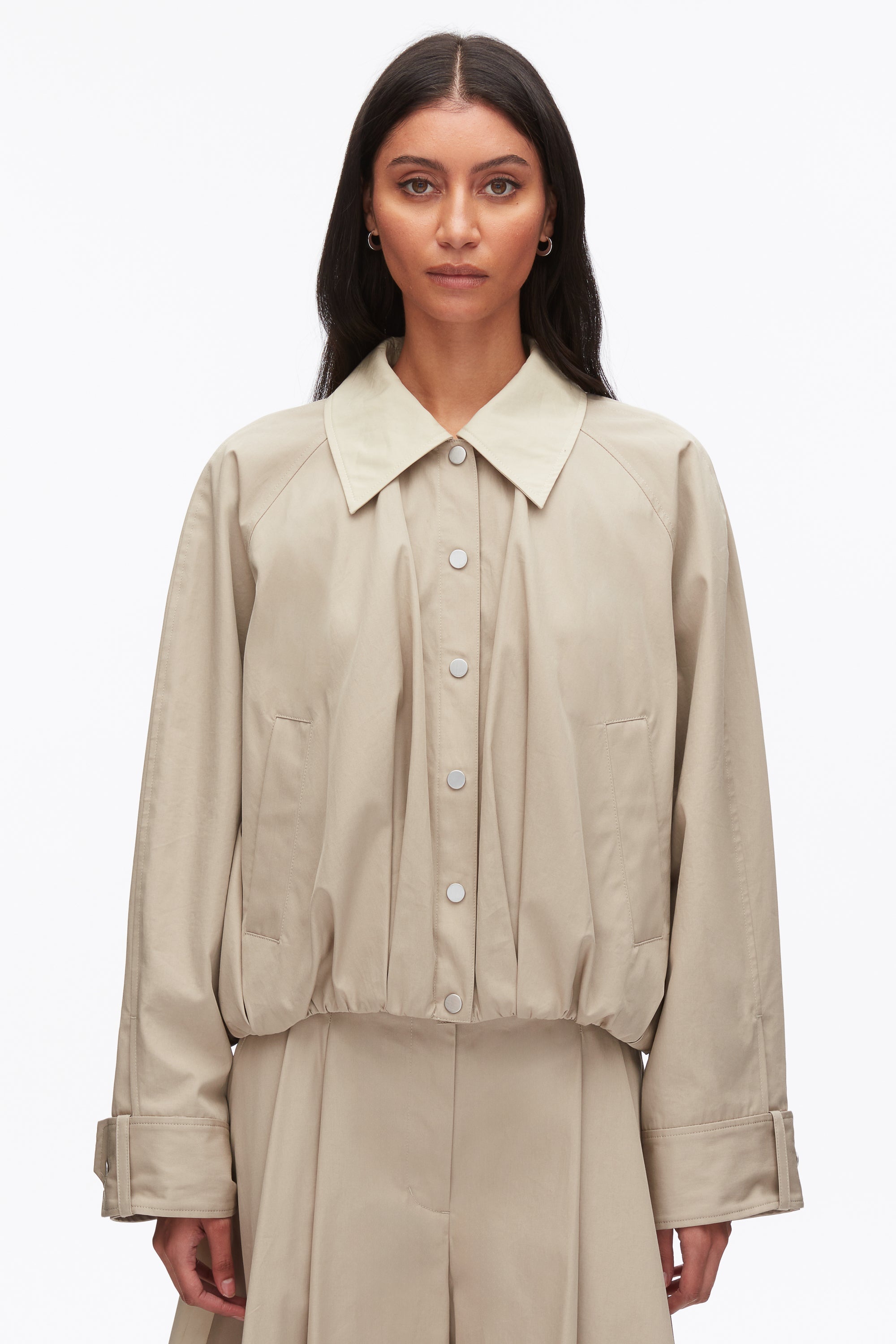 Khaki-Birch Snap Front Blouson Bomber Jacket | 3.1 Phillip Lim