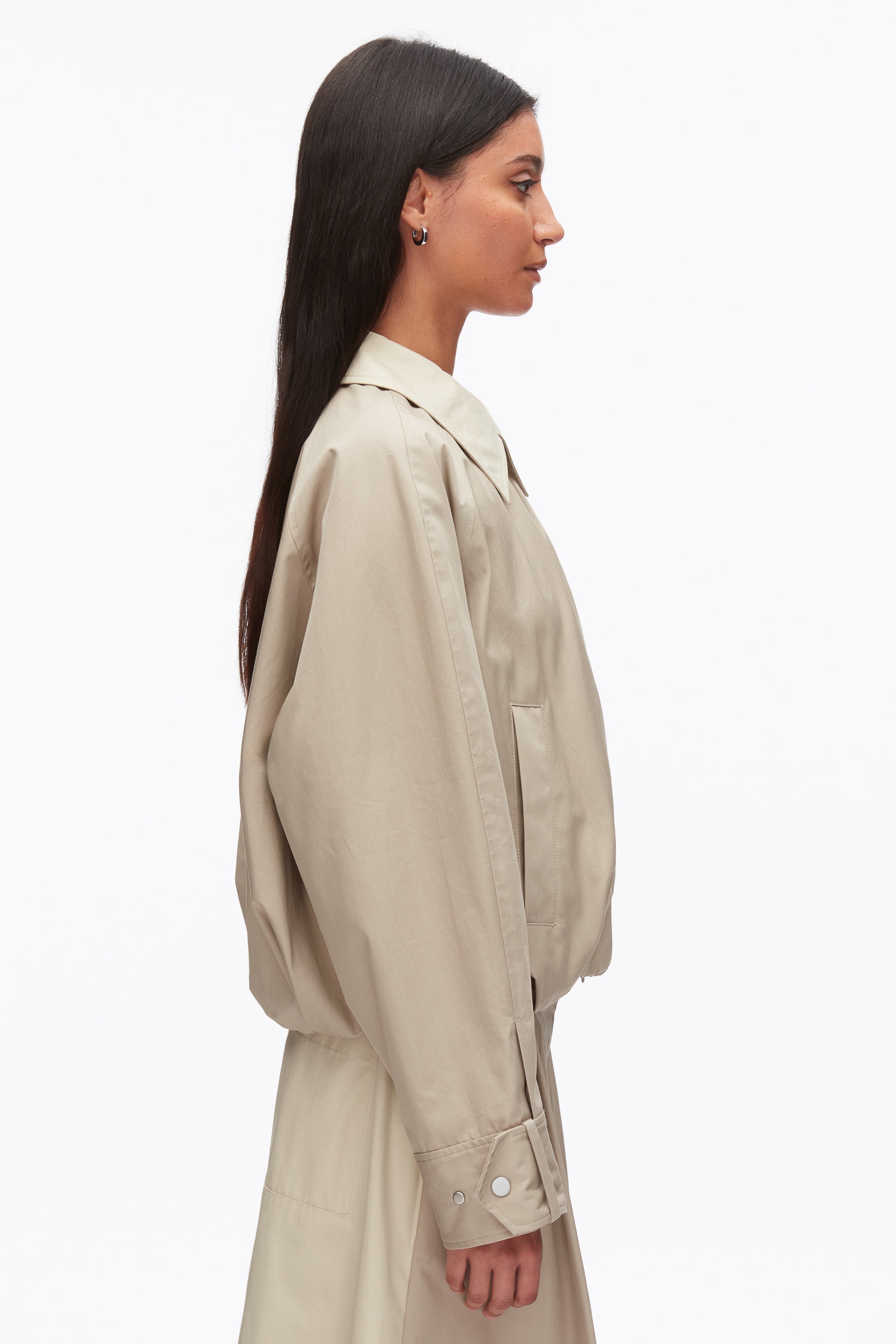 Khaki-Birch Snap Front Blouson Bomber Jacket | 3.1 Phillip Lim