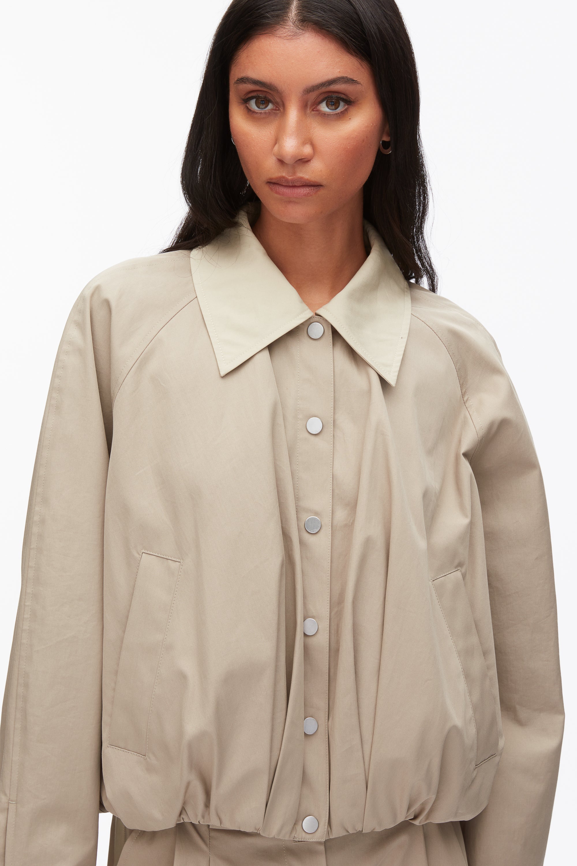 Khaki-Birch Snap Front Blouson Bomber Jacket | 3.1 Phillip Lim