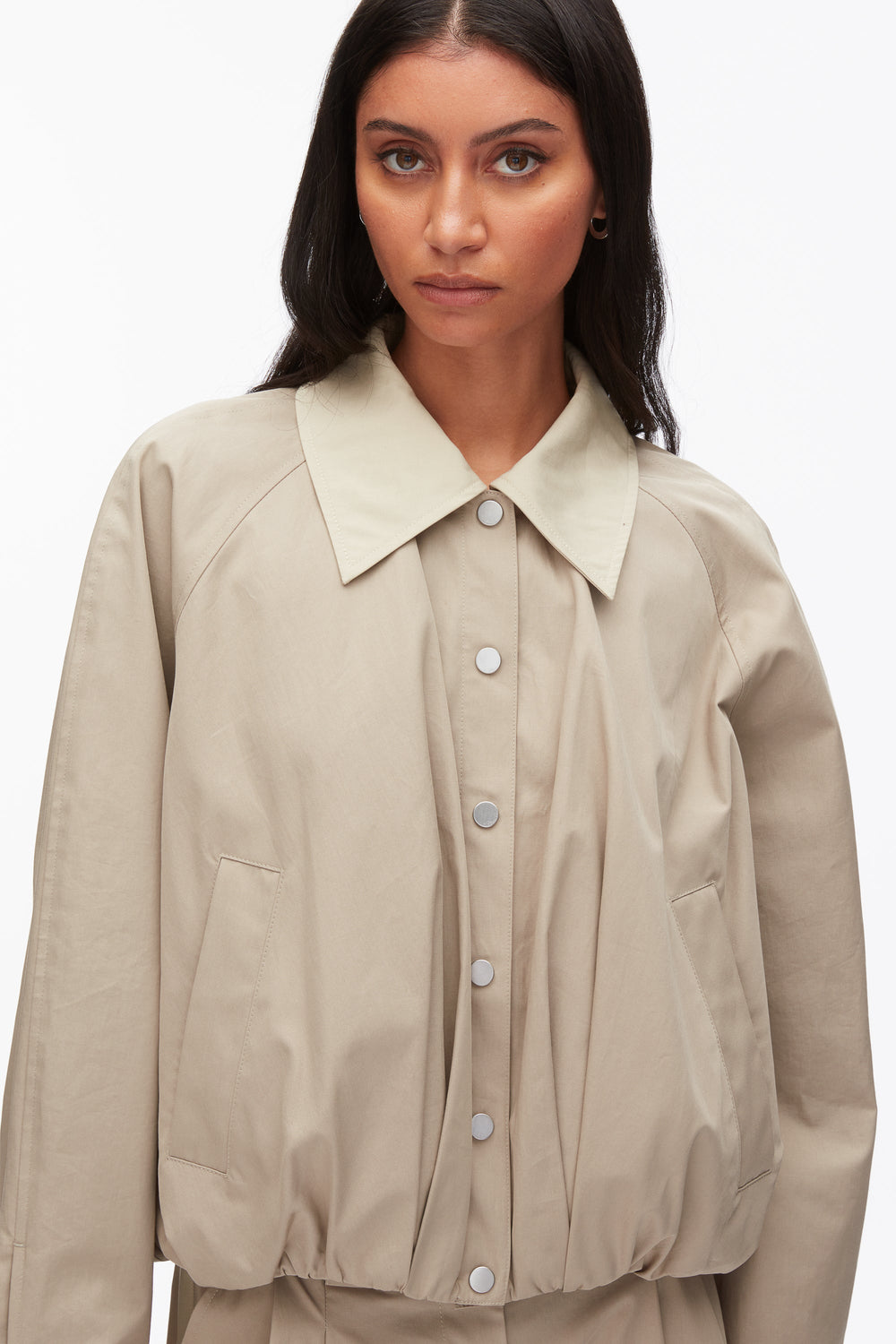 Khaki-Birch Snap Front Blouson Bomber Jacket | 3.1 Phillip Lim