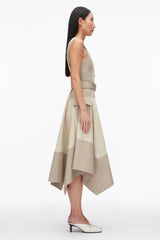 Khaki-Birch Patchwork Sleeveless Belted Utility Dress | 3.1 Phillip Lim