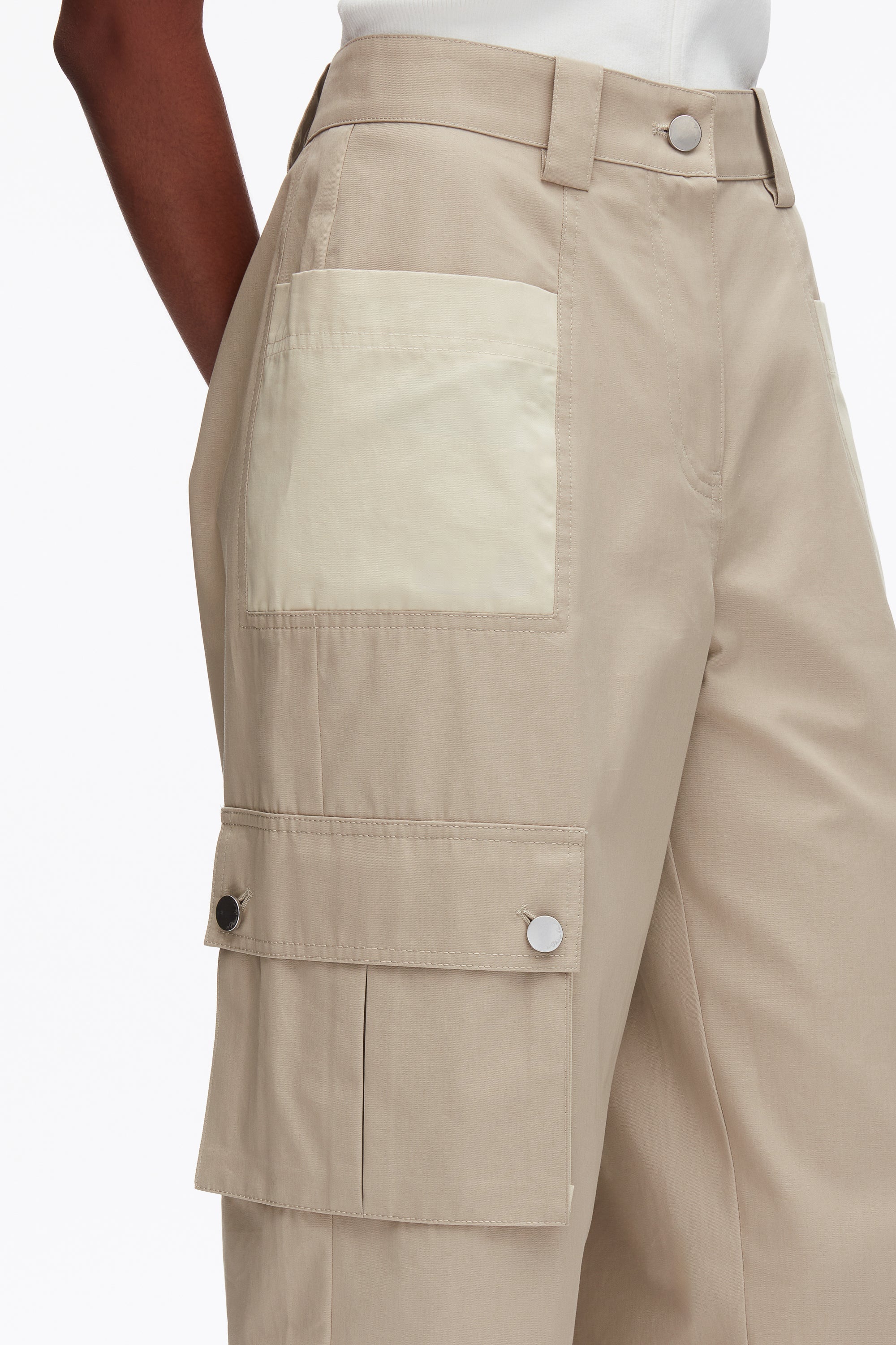 Khaki-Birch Two-Toned Cropped Cargo Pants | 3.1 Phillip Lim