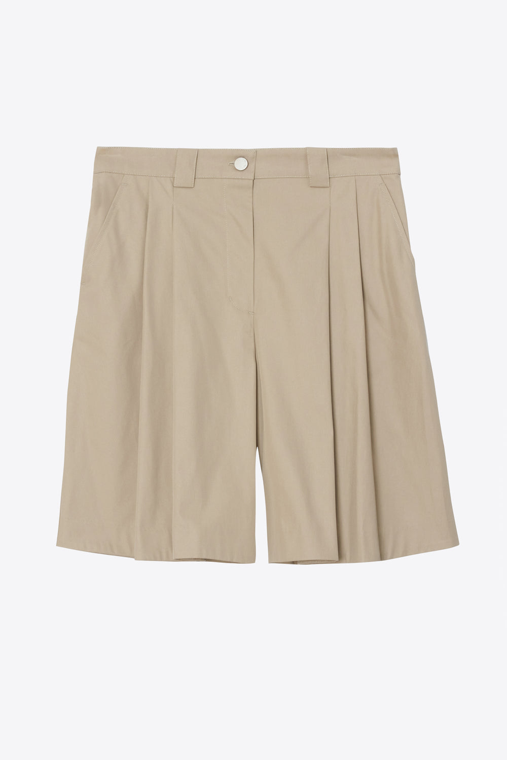Khaki-Birch Two-Toned Wide Pleated Shorts | 3.1 Phillip Lim