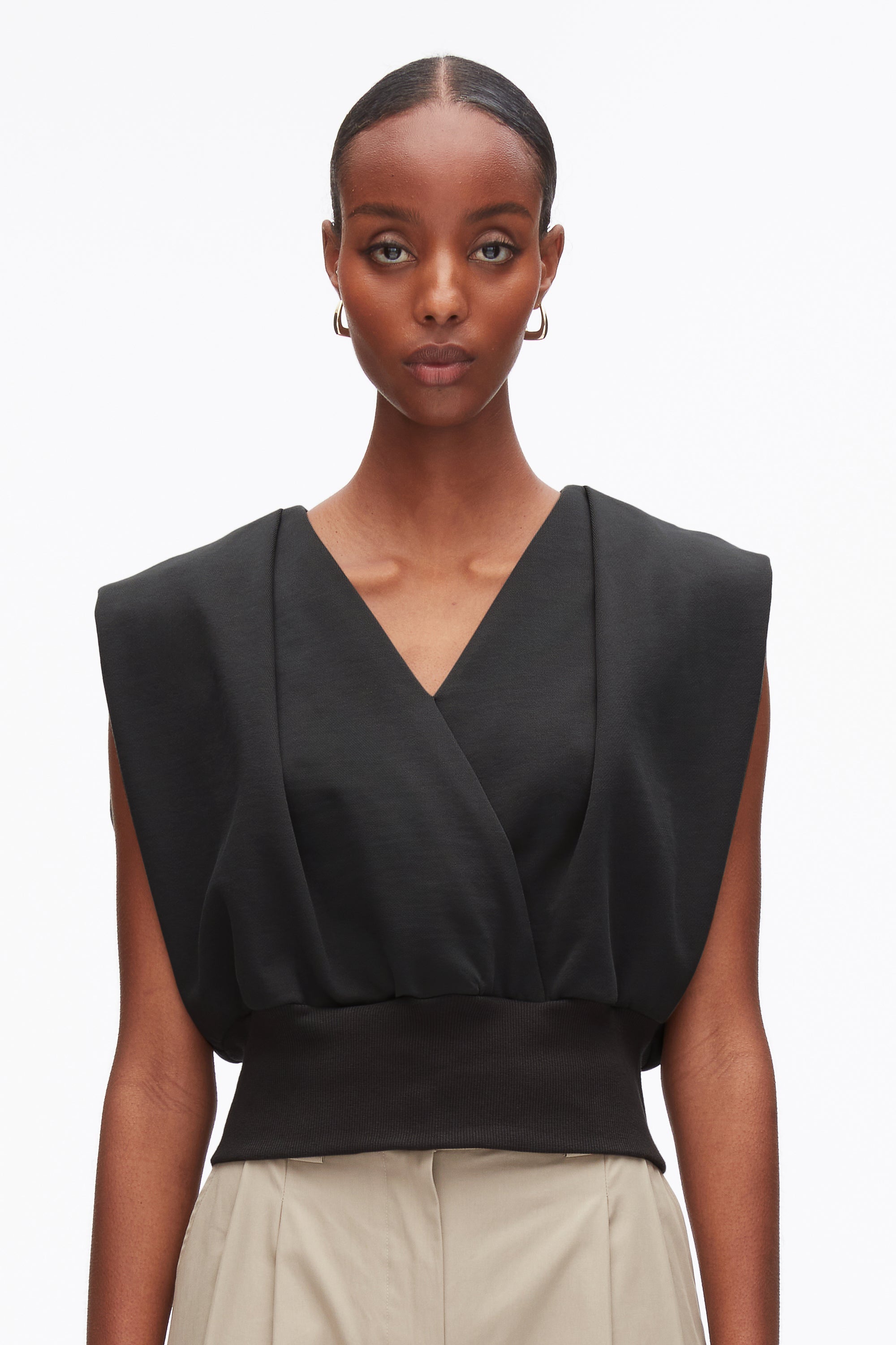 Black Draped Sleeveless French Terry Top | 3.1 Phillip Lim