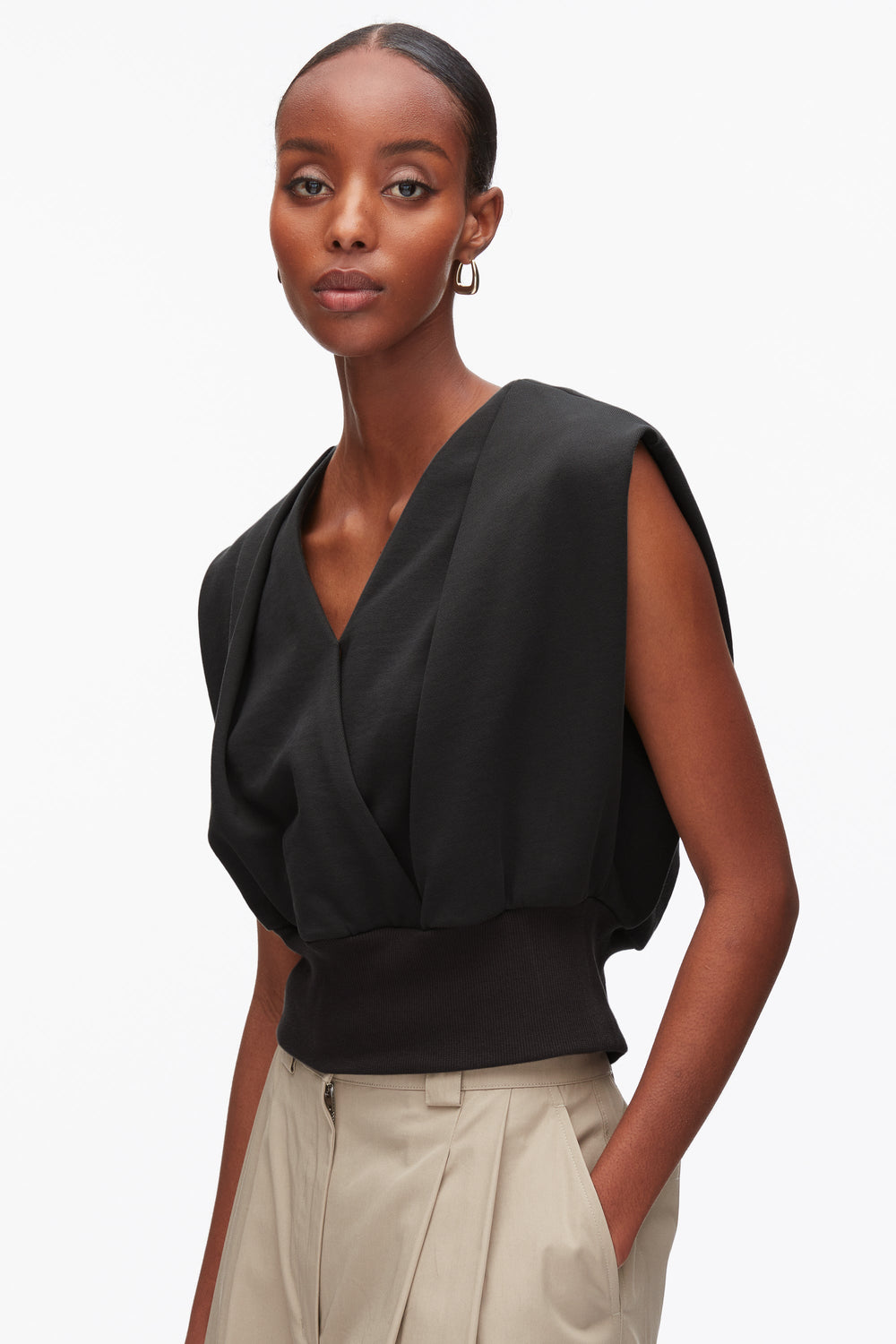 Black Draped Sleeveless French Terry Top | 3.1 Phillip Lim