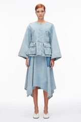 Light Blue Collarless Trapeze Denim Jacket | 3.1 Phillip Lim