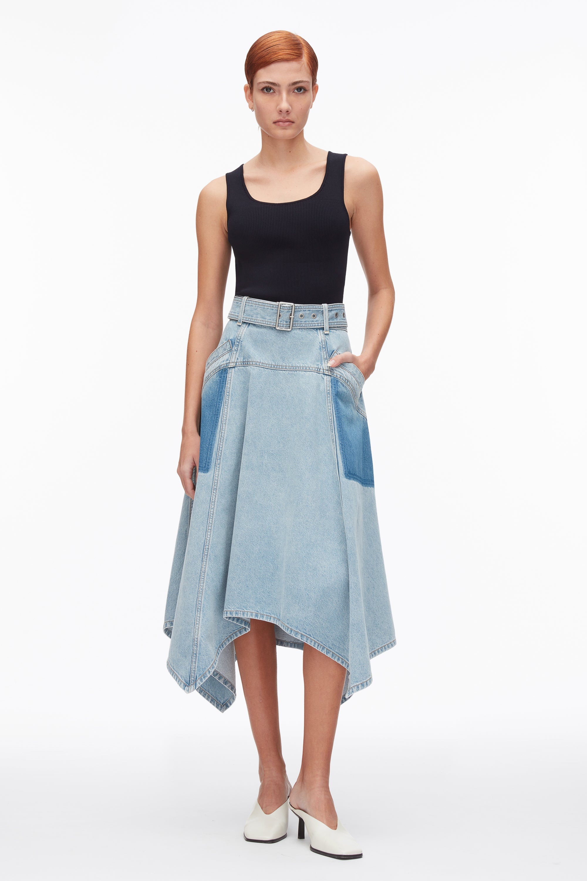 Light Blue Ghost Patch Handkerchief Midi Skirt | 3.1 Phillip Lim