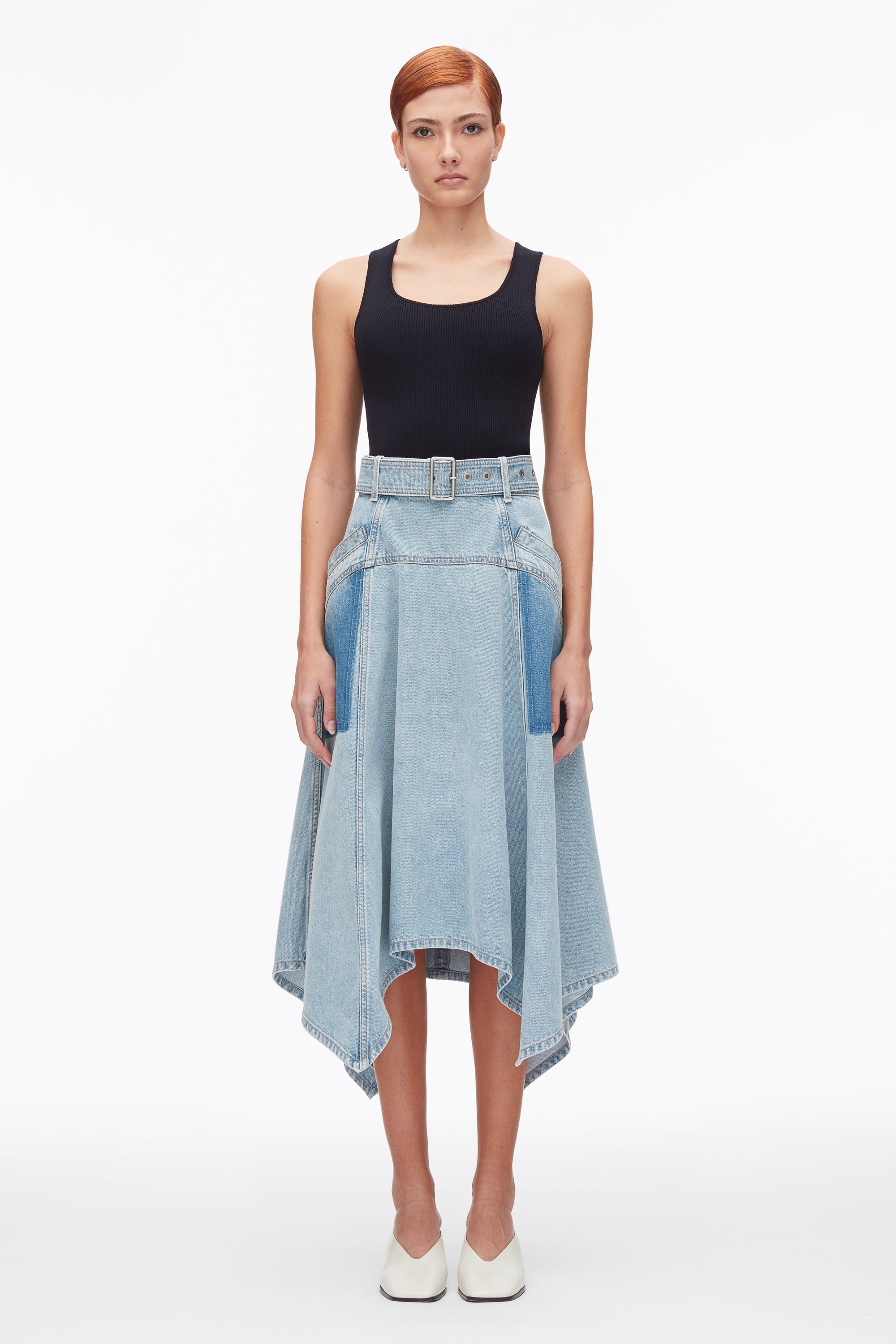 Light Blue Ghost Patch Handkerchief Midi Skirt | 3.1 Phillip Lim