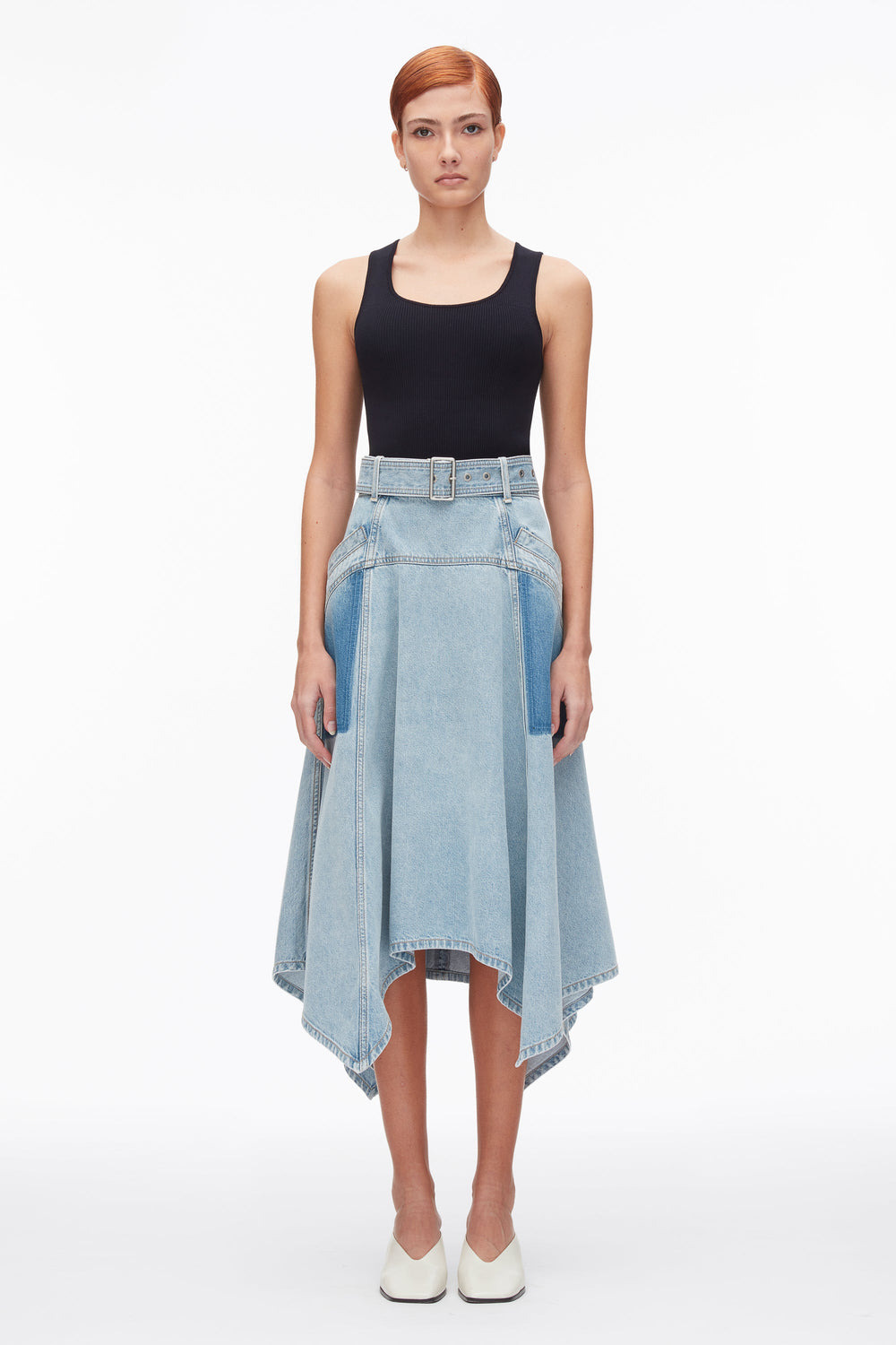 Light Blue Ghost Patch Handkerchief Midi Skirt | 3.1 Phillip Lim